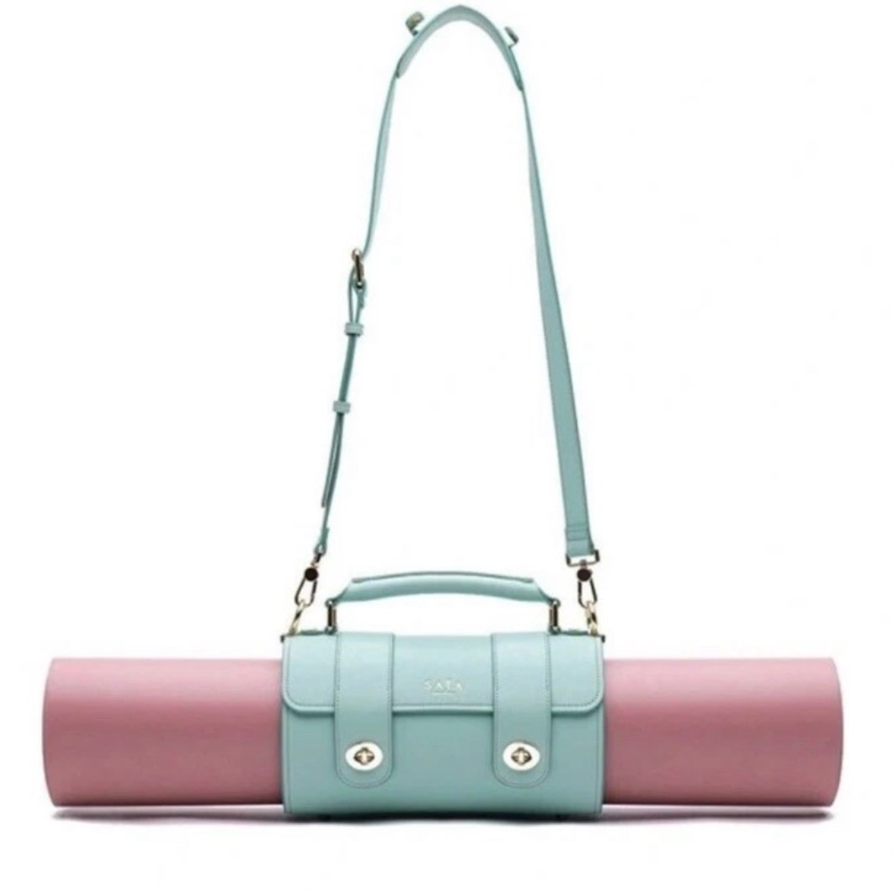 NWTs!!!! Women's SAIA Handbag Green/Pink Crossbody Yoga Mat Bag One Size - Picture 2 of 8